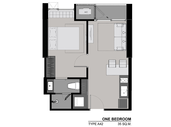 ให้เช่า / ขาย Rhythm 42 1BR 35.19 sq.m. ชั้น 28