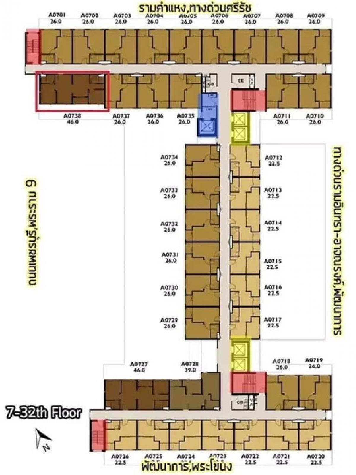 🔥ให้เช่าด่วน 🔥 Plum Condo Ramkhamhaeng Station (พลัม คอนโด รามคำแหง สเตชั่น) แบบ 2 ห้องนอน ขนาด 46 ตร.ม. ชั้น14 วิวสระ ใกล้ARLรามคำแหง